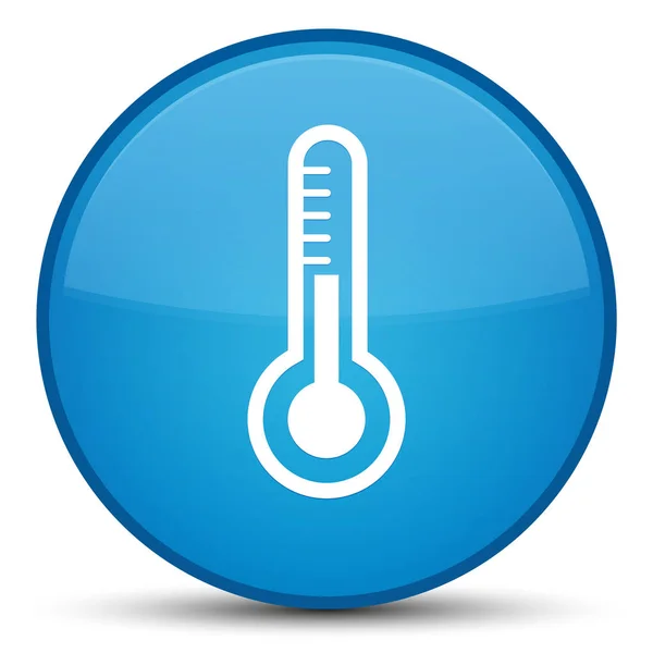 Icono del termómetro especial botón redondo azul cian —  Fotos de Stock