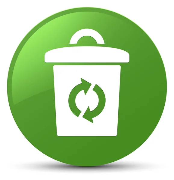 Ícone de lixo botão redondo verde suave — Fotografia de Stock