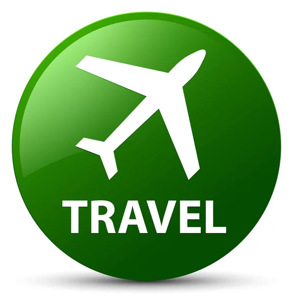 Travel (plane icon) green round button — Stock Photo, Image