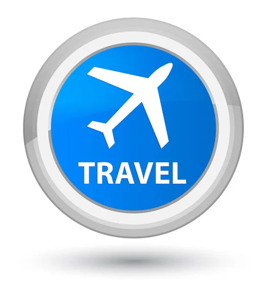 여행 (비행기 아이콘) 프라임 시안 블루 라운드 버튼 — 스톡 사진