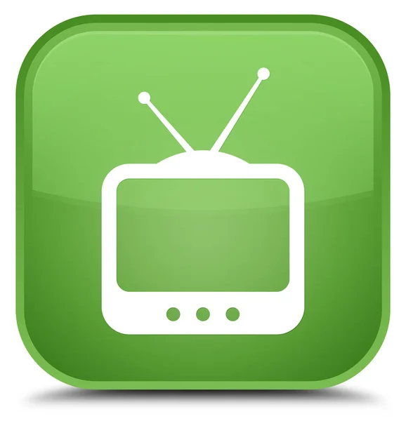 Icona TV speciale pulsante quadrato verde morbido — Foto Stock