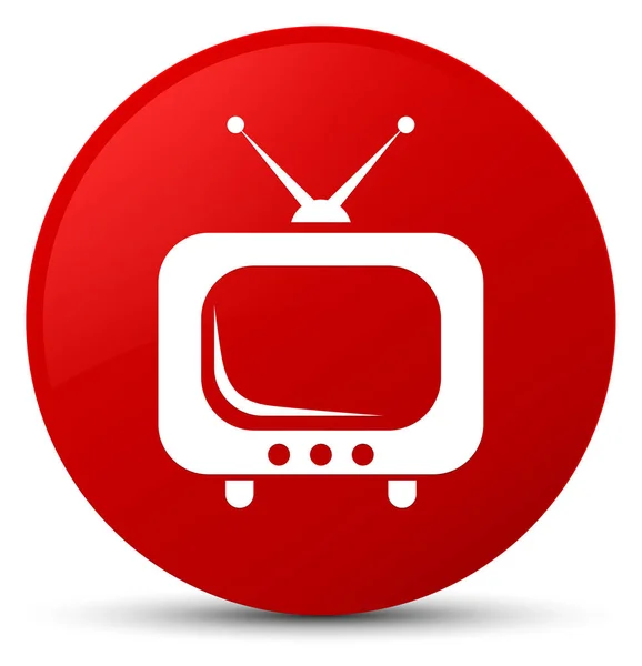 TV icon red round button — Stock Photo, Image