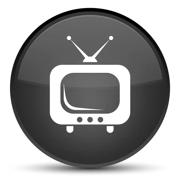 TV εικονίδιο ειδικό μαύρο στρογγυλό κουμπί — Φωτογραφία Αρχείου