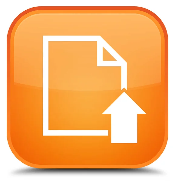 Ladda upp dokument ikon särskilda orange fyrkantiga knappen — Stockfoto