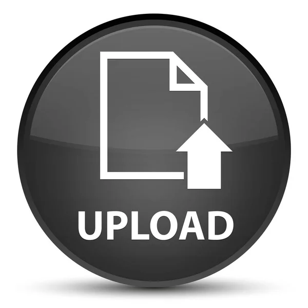 Specjalne czarny okrągły przycisk Upload (ikona dokumentu) — Zdjęcie stockowe