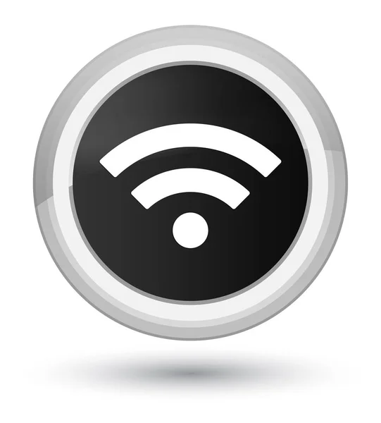 WiFi kutsal kişilerin resmi ana siyah yuvarlak düğme — Stok fotoğraf