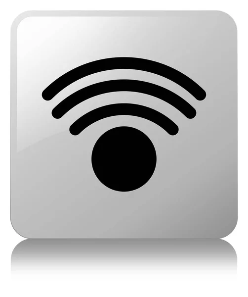 Ícone wifi botão quadrado branco — Fotografia de Stock