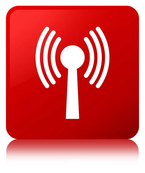 Wlan icono de red rojo botón cuadrado —  Fotos de Stock