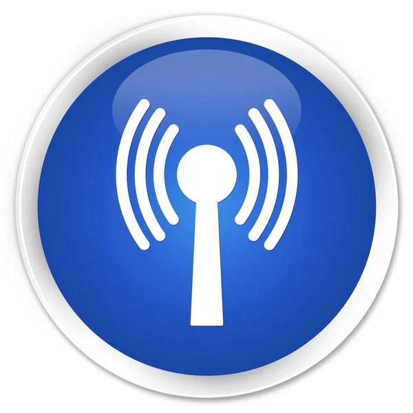 WLAN ağ simgesini sigorta primi mavi yuvarlak düğmesi — Stok fotoğraf