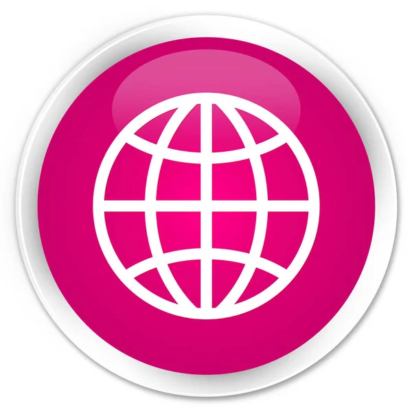 World icon premium pink round button