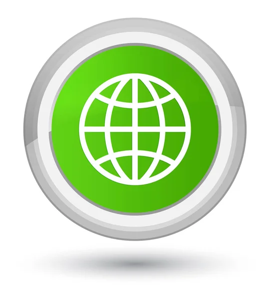 World icon prime soft green round button — Stock Photo, Image
