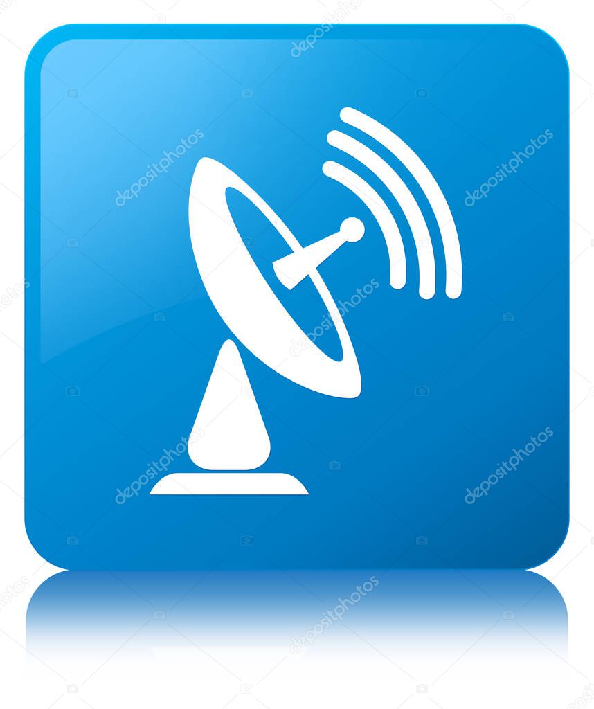 Satellite dish icon cyan blue square button