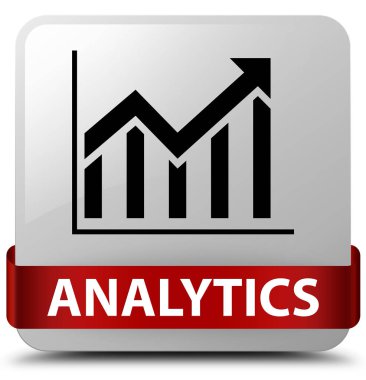 Analytics (istatistik simgesi) beyaz kare düğme kırmızı kurdele mi