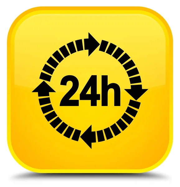 24 hours delivery icon special yellow square button — Stock Photo, Image