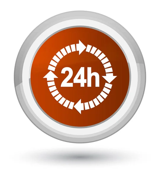 24 hours delivery icon prime brown round button — Stock Photo, Image