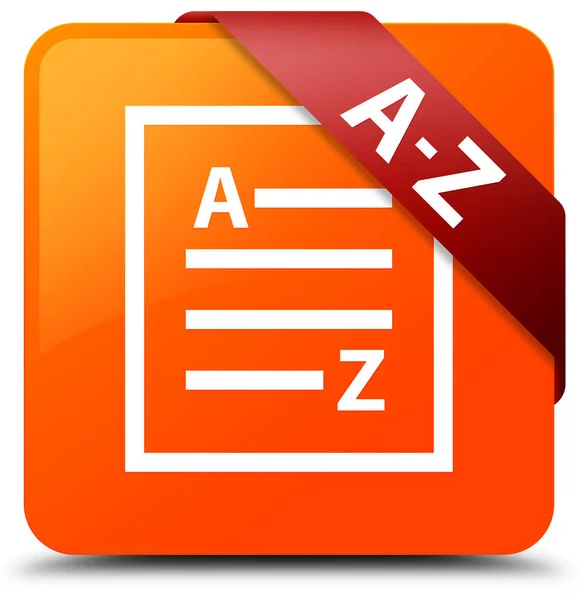 A-Z (λίστα σελίδα εικονίδιο) πορτοκαλί τετράγωνο κουμπί κόκκινη κορδέλα στην γωνία — Φωτογραφία Αρχείου