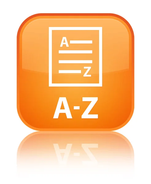 A-Z (icono de página de lista) botón cuadrado naranja especial — Foto de Stock
