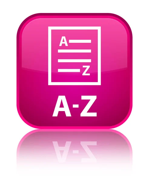A-Z (ícone de página de lista) botão quadrado rosa especial — Fotografia de Stock