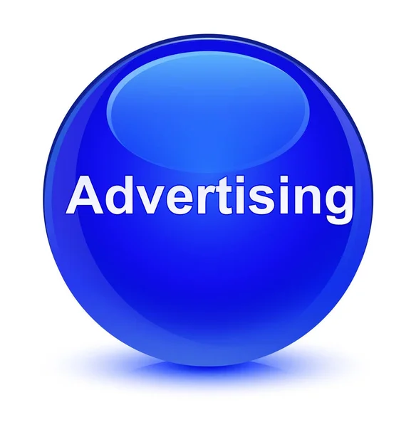 Advertising glassy blue round button — Stock Photo, Image