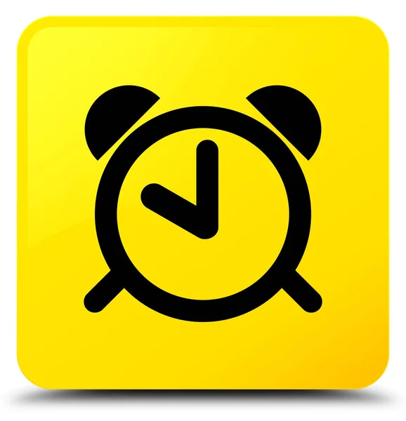 Alarm clock icon yellow square button — Stock Photo, Image