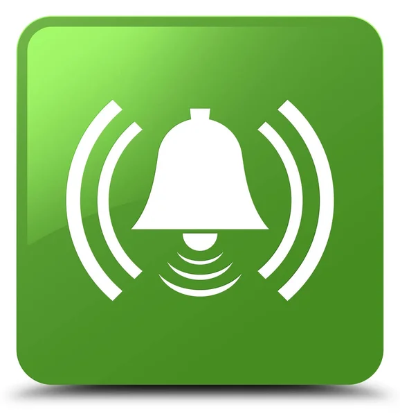 Alarm icon soft green square button — Stock Photo, Image