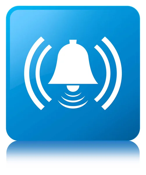 Alarm icon cyan blue square button — Stock Photo, Image