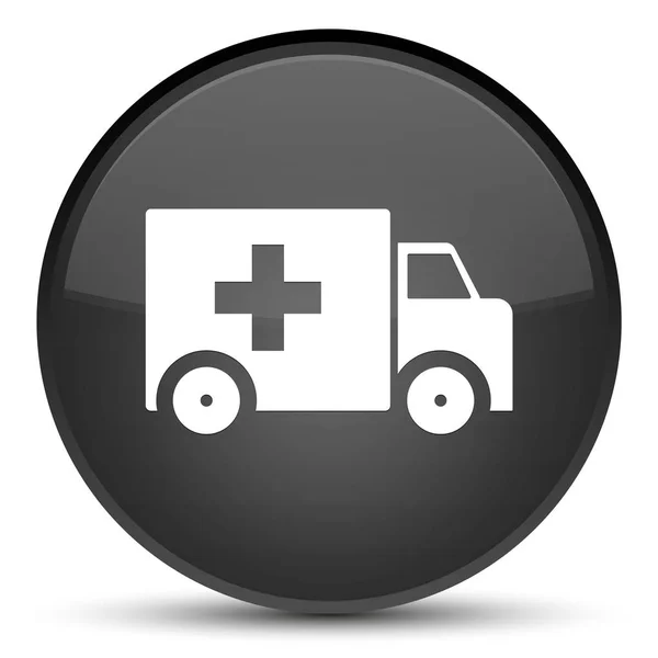 Ambulance icon special black round button — Stock Photo, Image