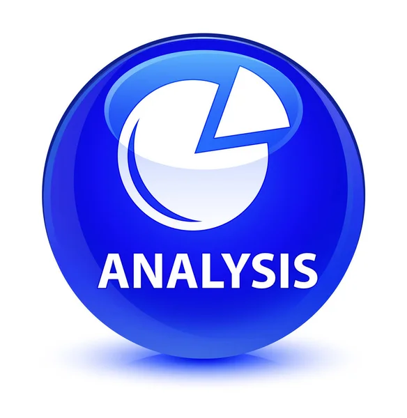 Аналіз (піктограма графа) скляно-блакитна кругла кнопка — стокове фото