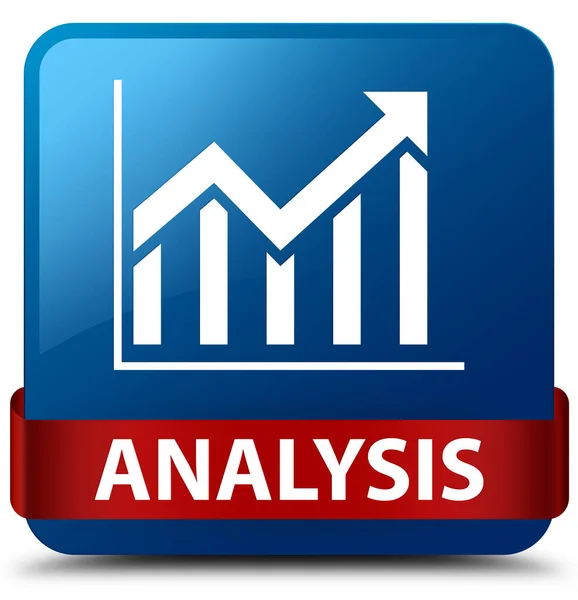 Analys (statistik ikon) blå fyrkantiga knappen rött band i midd — Stockfoto