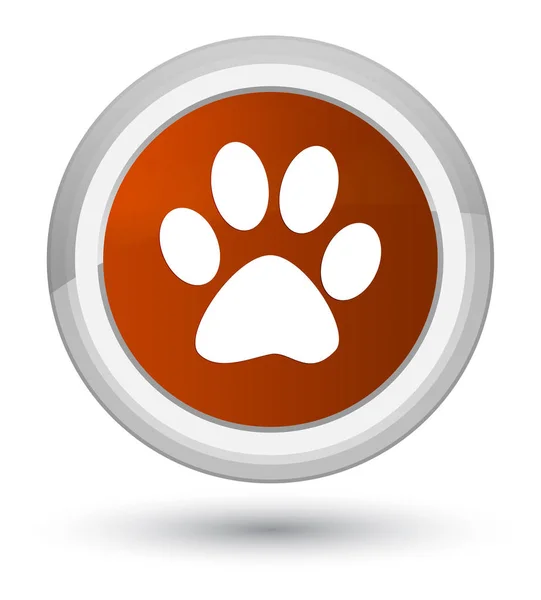 Icono de huella animal primer botón redondo marrón —  Fotos de Stock