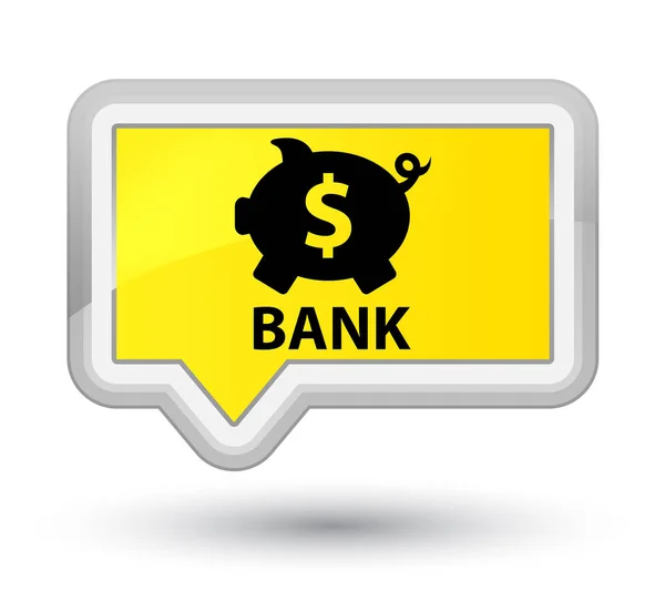 Banco (signo de dólar caja de cerdito) primer botón de bandera amarilla —  Fotos de Stock