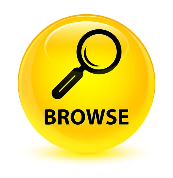 Browse glassy yellow round button — Stock Photo, Image