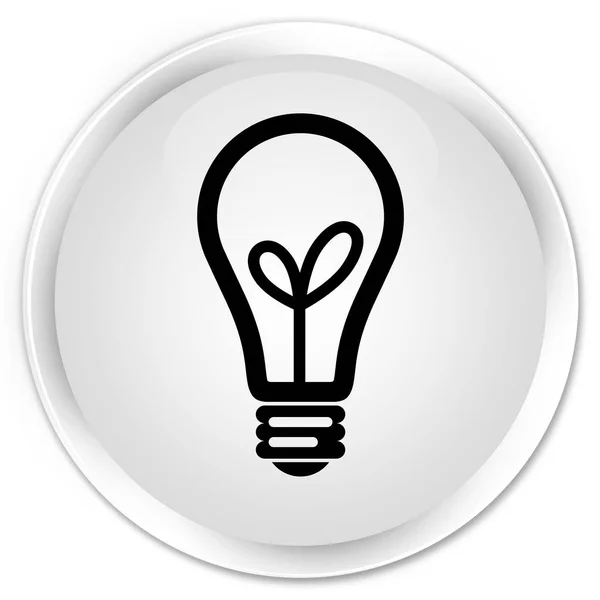 Ícone da lâmpada botão redondo branco prémio — Fotografia de Stock