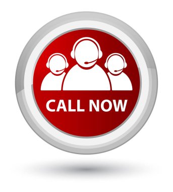 (Müşteri bakım ekibi simgesi) baş kırmızı yuvarlak şimdi düğme