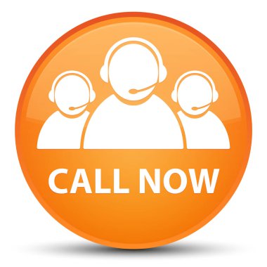 (Müşteri bakım ekibi simgesi) özel turuncu yuvarlak şimdi düğme