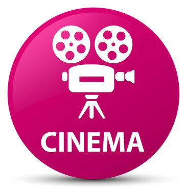 Sinema (video kamera simgesi) pembe yuvarlak düğmesi