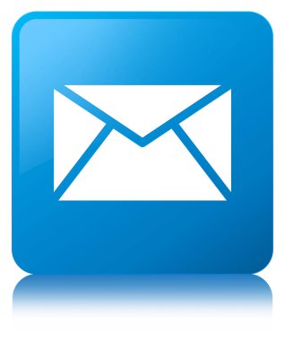 E-posta kutsal kişilerin resmi camgöbeği mavi kare düğme