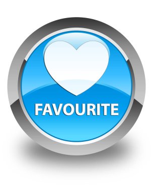 Favori (kalp simgesi) parlak mavi mavi yuvarlak düğmesi
