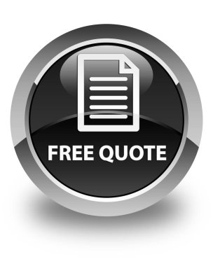 Ücretsiz fiyat teklifi (sayfa simgesi) parlak siyah yuvarlak düğme