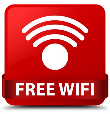 Ücretsiz Wi-Fi kırmızı kare düğmesini kırmızı kurdele orta