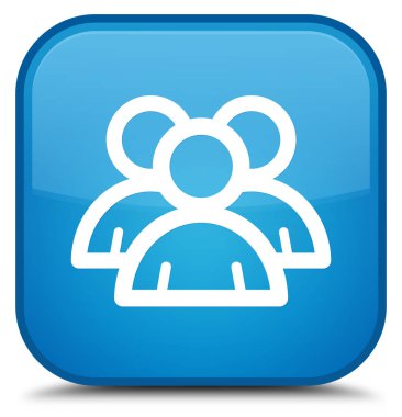 Grup simgesi özel camgöbeği mavi kare düğme