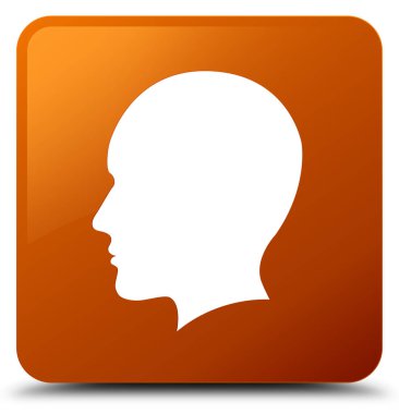 Baş erkek yüz simgesi kahverengi kare düğme