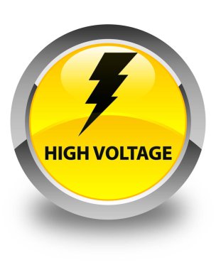 Yüksek gerilim (elektrik simgesi) parlak sarı yuvarlak düğmesi