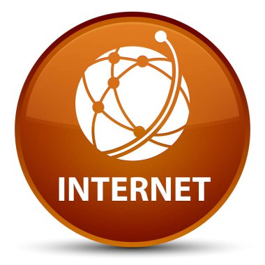 Internet (küresel ağ simgesini) özel kahverengi yuvarlak düğmesi