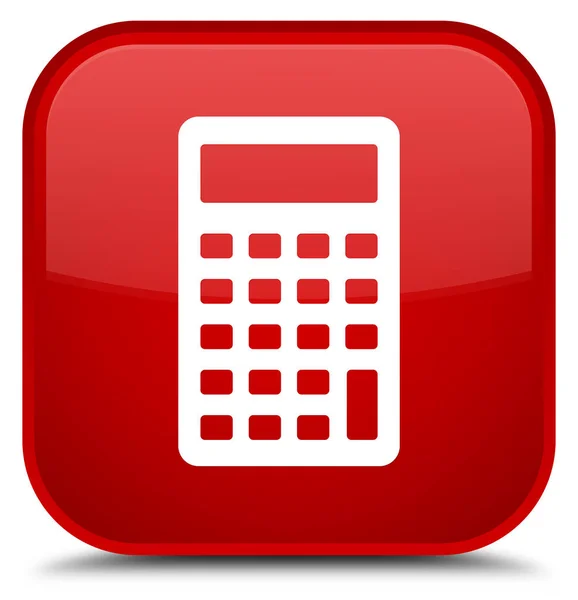 Ikon kalkulator tombol persegi merah spesial — Stok Foto
