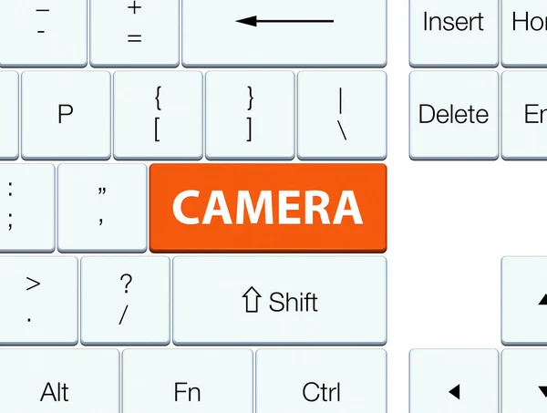 Botão laranja teclado da câmera — Fotografia de Stock