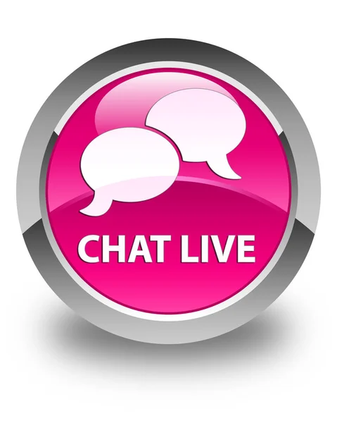 Chat en vivo brillante botón redondo rosa —  Fotos de Stock