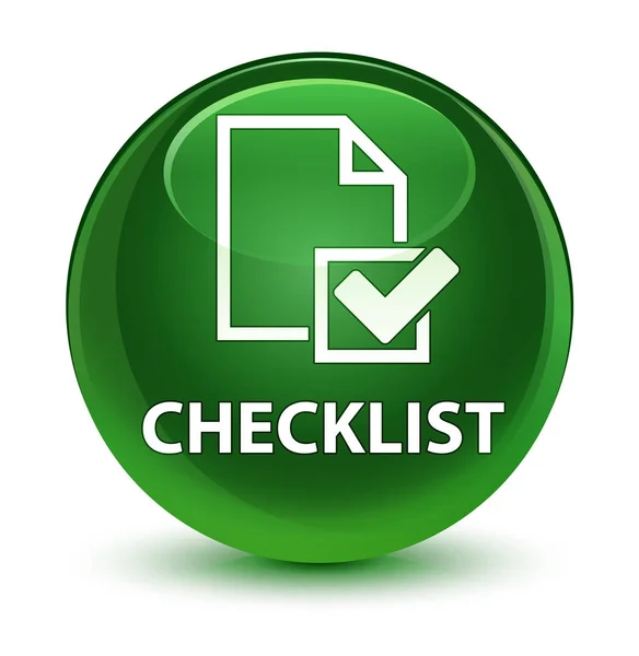 Checklist glassy soft green round button — Stock Photo, Image