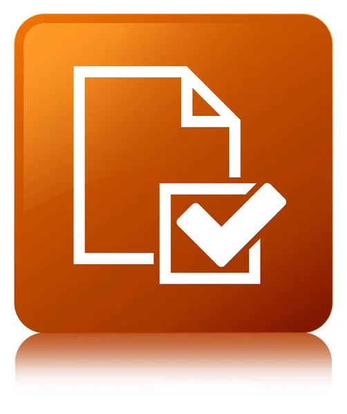 Lista kontrolna ikona brązowy kwadratowy przycisk — Zdjęcie stockowe