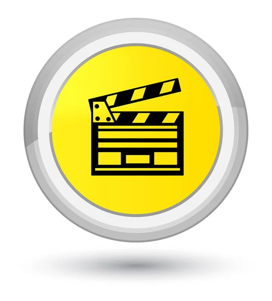 Ícone clipe de cinema botão redondo amarelo primo — Fotografia de Stock
